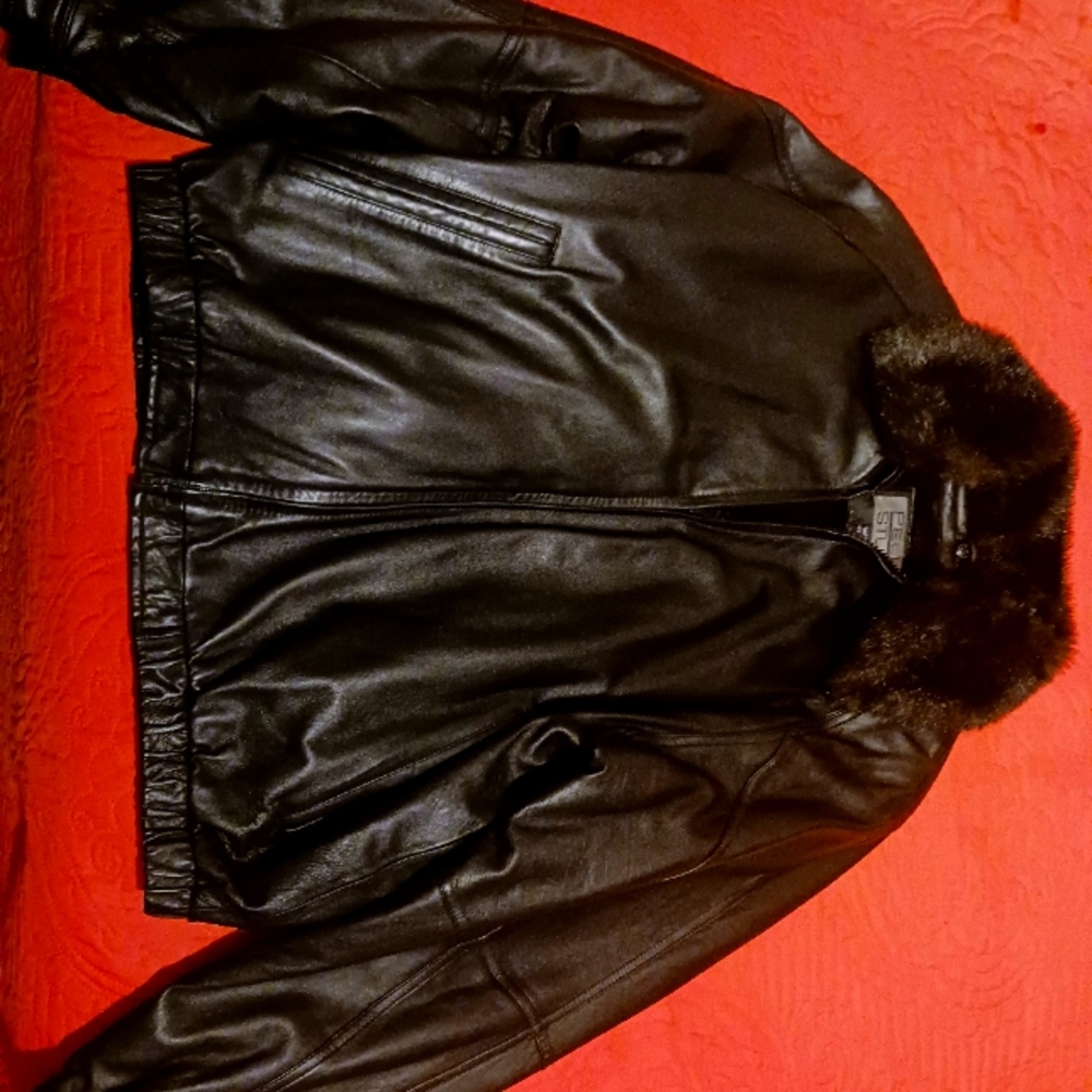 Pelle Genuine Leather Black Bomber Jacket